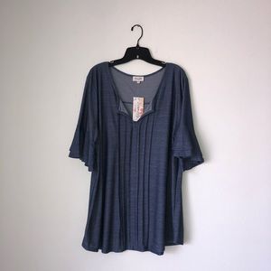 Denim Pleated Top
